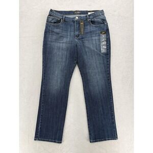 Lee Jeans Womens 16 Blue Relaxed Fit Straight Leg Mid Rise Stretch Denim NWT